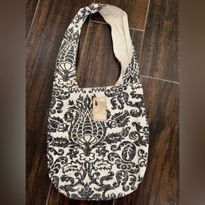 Flipped Bird Baroque Damask Print Hobo Bag – Reversible Eco Canvas Tote